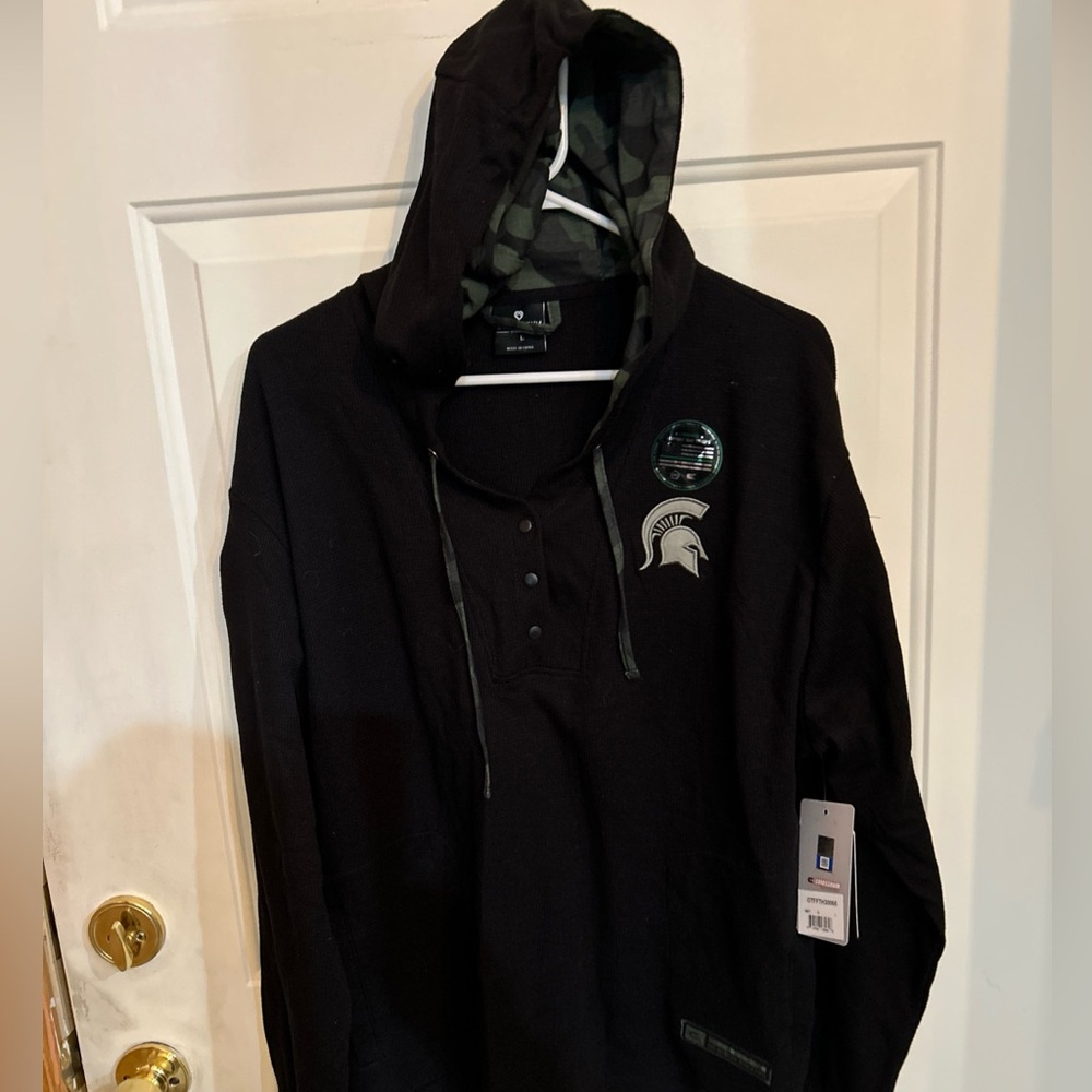 Colosseum Operation Hat Trick 1/4 Snap Hoodie, Michigan State Spartans NWT Large